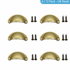 6/12 Pcs Half Moon Cup Pull Handles – Vintage Cabinet Drawer Door Knobs UK