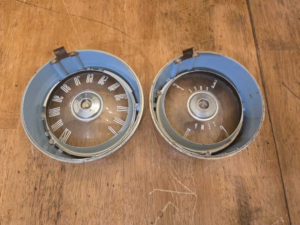 1961 62 1963 Ford T-Bird Thunderbird спидометр температуры топлива хромированный ободок объектив OEM - Изображение 2 из 4