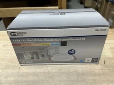 4-Pk Commercial Electric Slim Baffle 4" Canless Dimmable Recessed Lights 91475