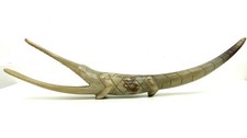 Vintage Hand Carved Horn Crocodile Sculpture Figurine Art Handmade Home Decor