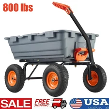 Wheelbarrow Heavy Duty Wagon Garden Cart Yard Dump Lawn Utility Steel 800 lbs