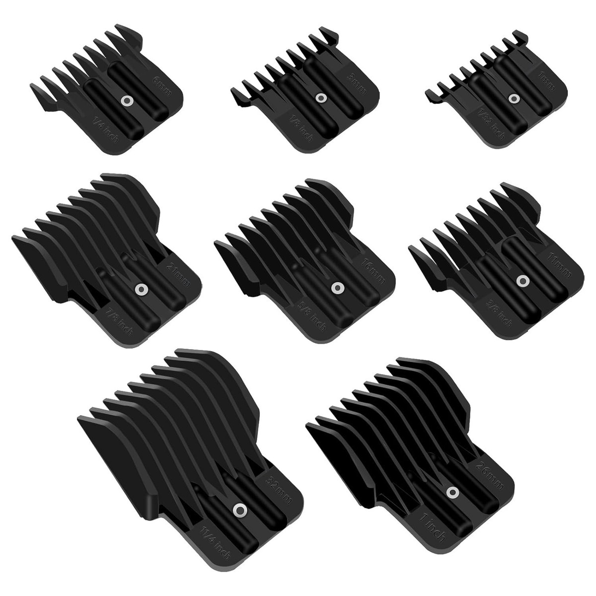 8 Pack Clipper Guards for Wahl Detailer & Andis T Outliner