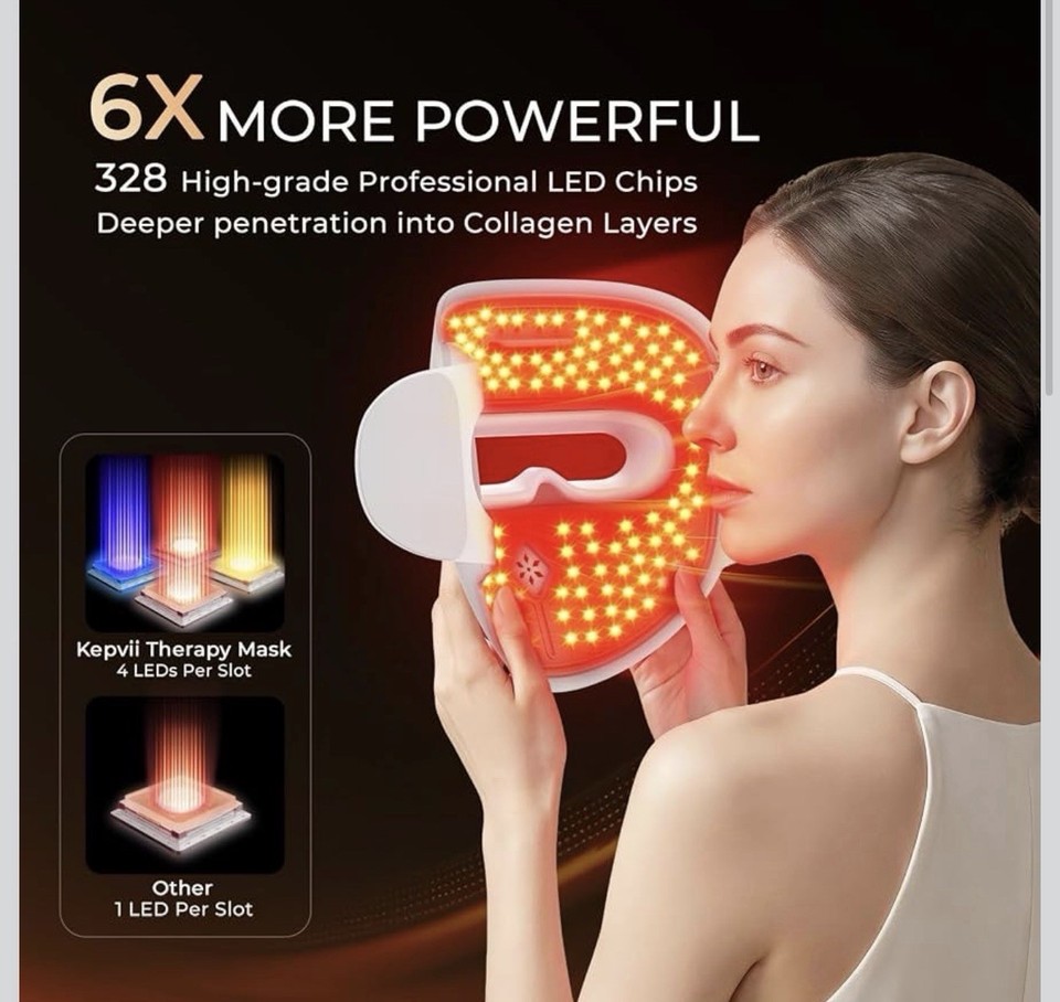 Real Lighter 4D Red Light Therapy Mask for face,Real 328 LEDs,4 Long Light Waves 6Γ ...