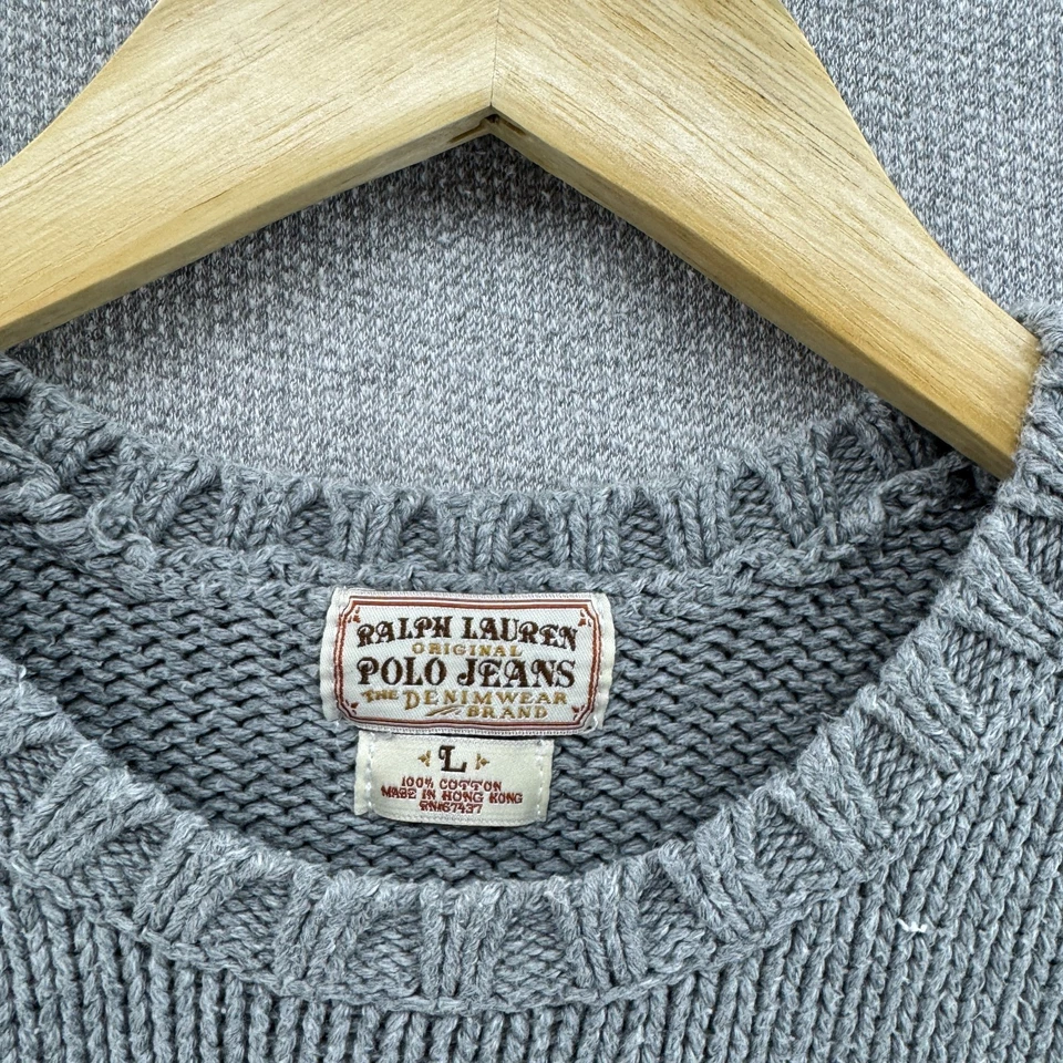 VTG 90s Polo Jeans Co. Ralph Lauren Flag Sweater Kids Large Youth Knit Pullover - Image 3 of 4