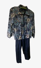 Vtg NOS 80's 90's Art Print 100 Silk Track Suit Jacket Pants Size M RETRO