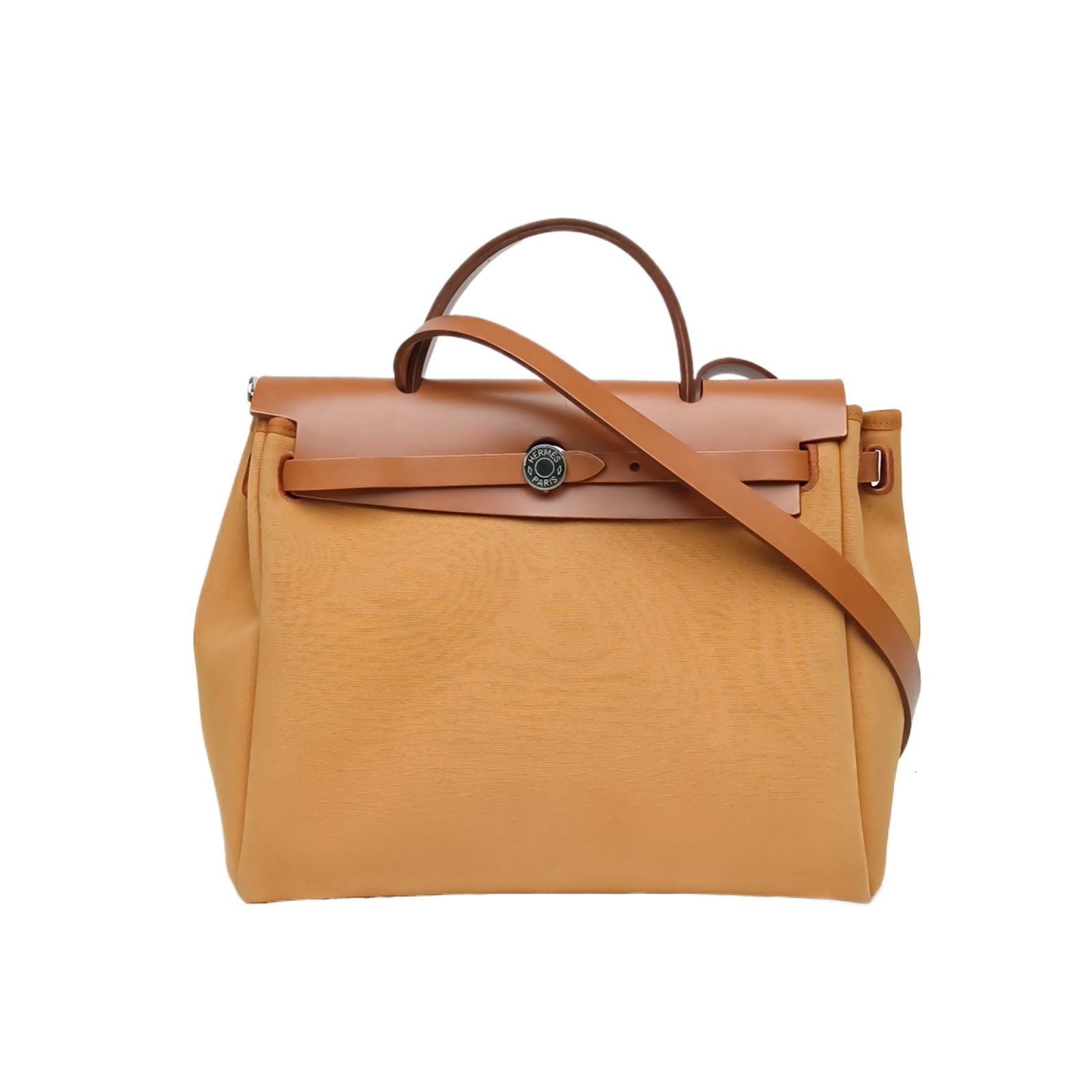 HERMES Herbag 31cm Rose Magnolia(9I) Hunter Leather Canvas 2020 Shoulder Bag