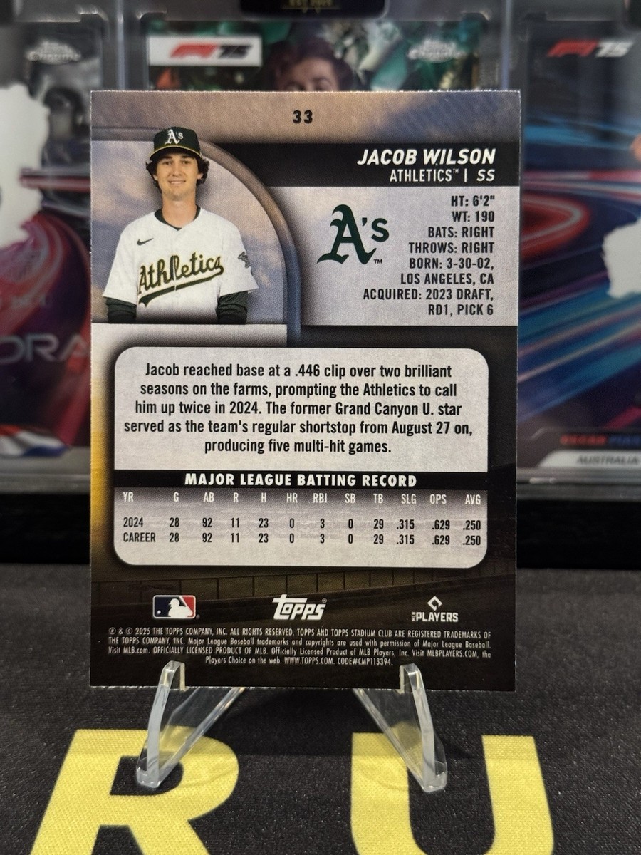 2025 Topps Stadium Club - Jacob Wilson #33 (RC) Athletics | eBay