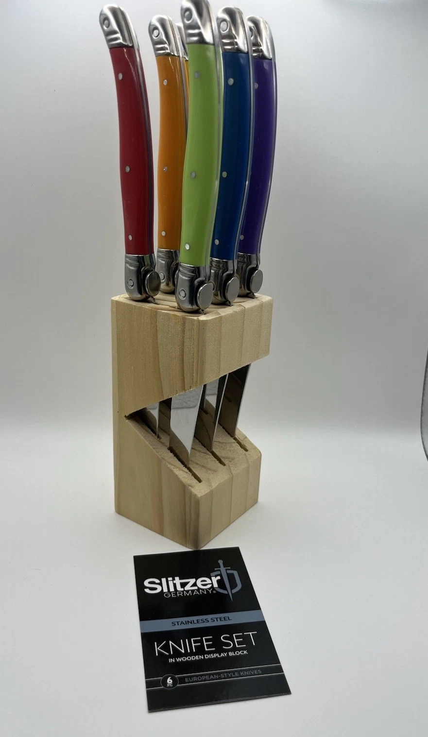 Slitzer Germany (Laguiole-Inspired) 6-Piece Steak Knife Set Multi-Color, Tanged