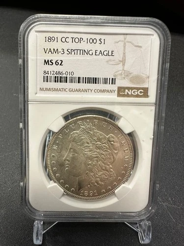 1891-CC Morgan Silver Dollar - VAM-3 Spitting Eagle - NGC MS62**FREE SHIPPING**
