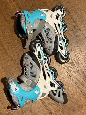 OXELO Roller Fit 3 Junior Inline Skates (Grey/Yellow) size adjustable UK C13-2.5 - Image 1 of 4