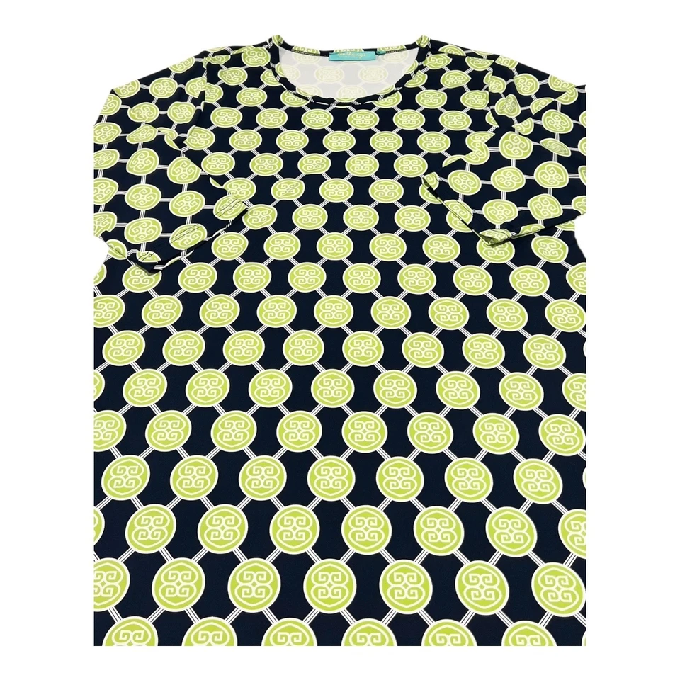 Vestido Anthony's XL Estampado Geométrico Manga Larga Azul Marino Verde Blanco Carrera Foto 3 de 4