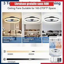 Ventilateur de plafond 50 cm LED silencieux Télécommande 6 vitesses
