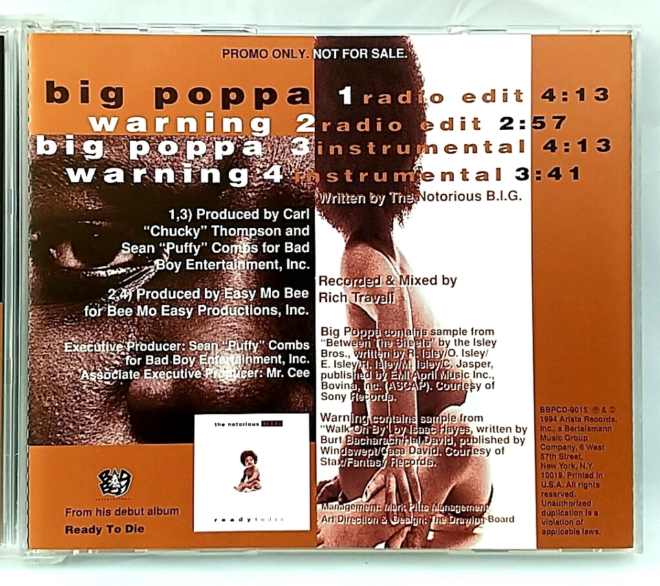 (CD) The Notorious B.I.G. – Big Poppa, Promo, BBPCD-9015, Single, NM/EX, Rare. - Image 2 of 4