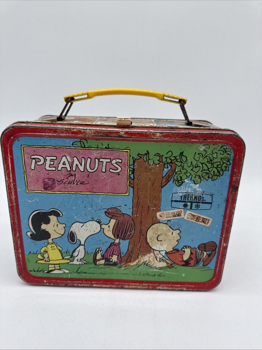 Vintage 1973 Psychiatric Help Peanuts Metal Lunchbox With Thermos