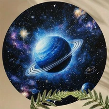 1pc 8x8 Inch Round Aluminum Metal Sign - Vibrant Space-Themed Wall Art with Jupi