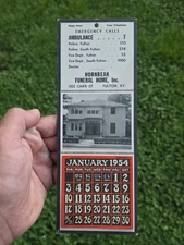 Vtg 1954 Hornbeak Funeral Home Inc Fulton Kentucky Old Advertising Calendar Rare