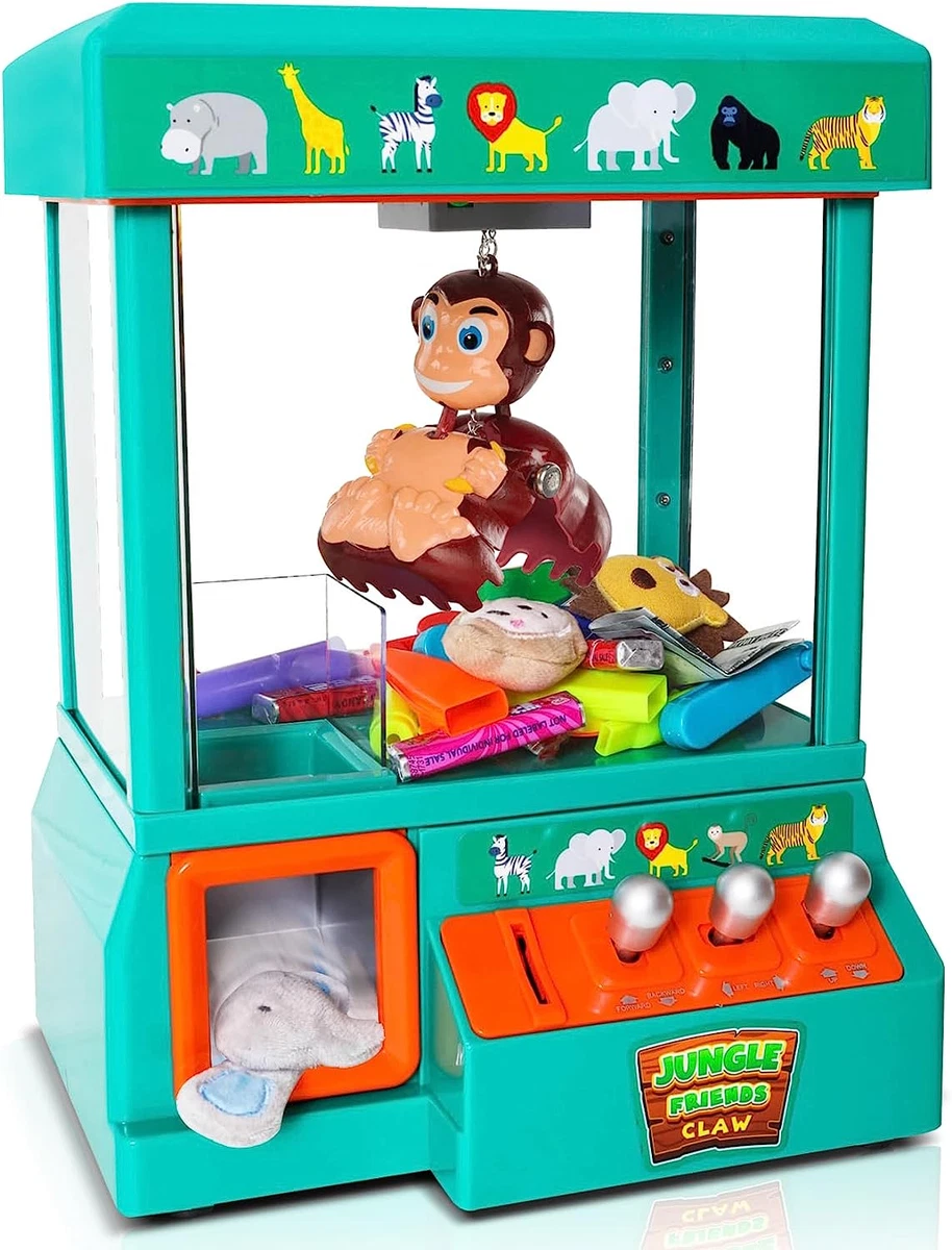 Claw Machine for Kids - Jungle Themed Miniature Candy Grabber with 3 Mini  Plush