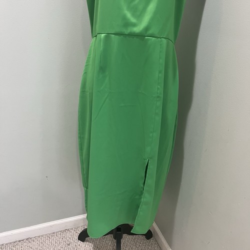 Vestido Francesca’s Azul Lluvia Stella Satinado MIDI Verde Cuello Cuadrado Talla L Nuevo con Etiquetas $60 - Imagen 3 de 18