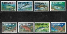 Dominica 1988 - Game Fish Marine Life - Set of 8 Stamps - Scott #1136-43 - MNH