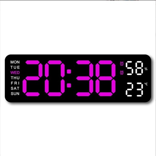 LED Digital Large Display Wall Desk Alarm Clock With Calendar Temperature Date - Picture 12 of 14