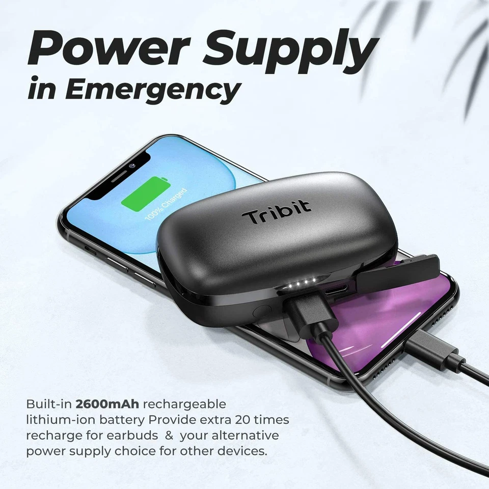 Tribit FlyBuds 3 Wireless Earbuds Bluetooth 5.0 with Mic for Sport Travel, Black - Image 3 of 4