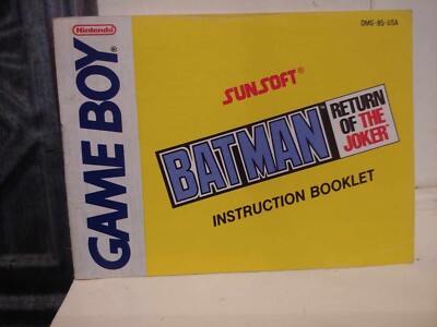 Vtg 1992 BATMAN Return of the JOKER Nintendo GAME BOY Instruction Manual *ONLY*