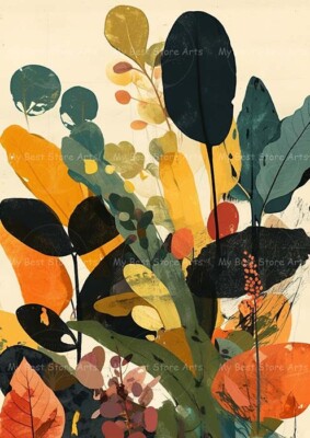 MINIMALIST ABSTRACT PLANT ART PRINT, Leaf Botanical Decor, Nature Poster F888