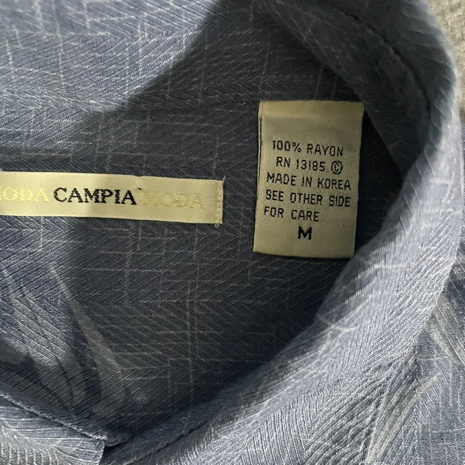 Camisa de campamento hawaiana Campia Moda para hombre mediana azul rayón estampado floral Foto 2 de 4