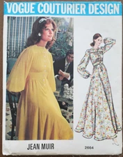 Vogue Couturier Design 2664, Jean Muir Dress.  Sz12/B34; Cut. Tag Included.
