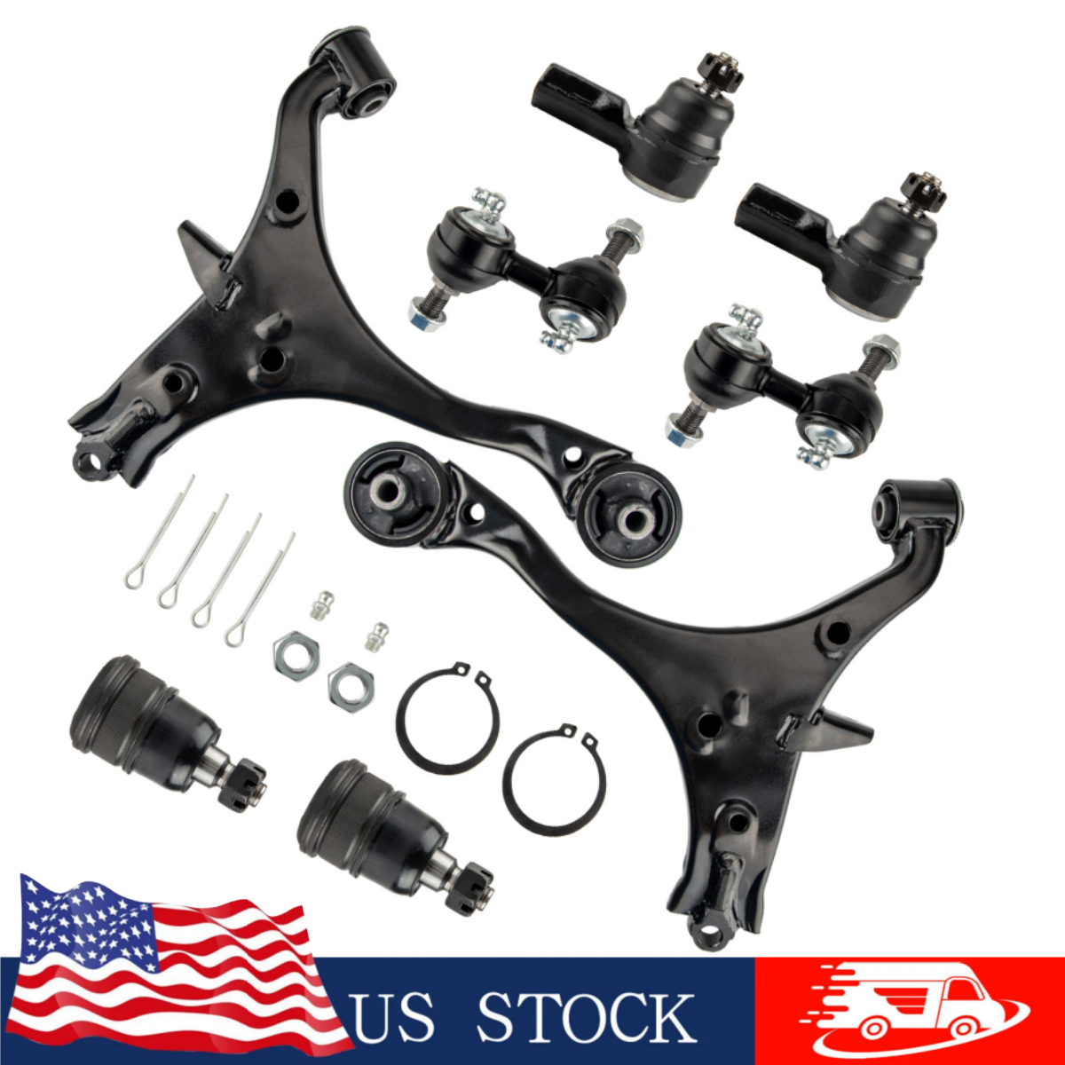 8pcs Front Lower Control Arm & Tie Rod Suspension Kit for 2001-2005 Honda Civic