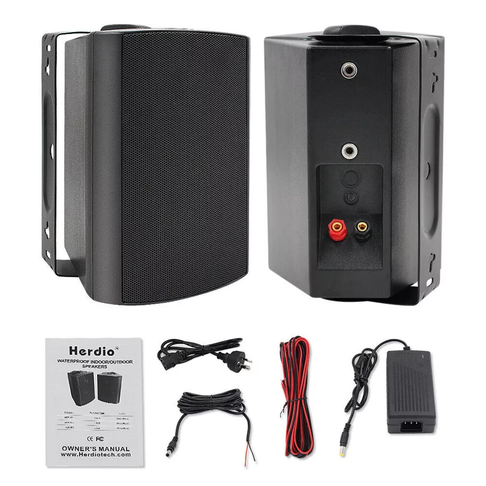 Herdio 6.5" Indoor Outdoor Bluetooth Speakers Wall Mounted for Deck Patio Garden