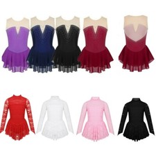 Girls Gymnastics Leotard Skirted Figure Ice Skating Dress Competition Dancewear