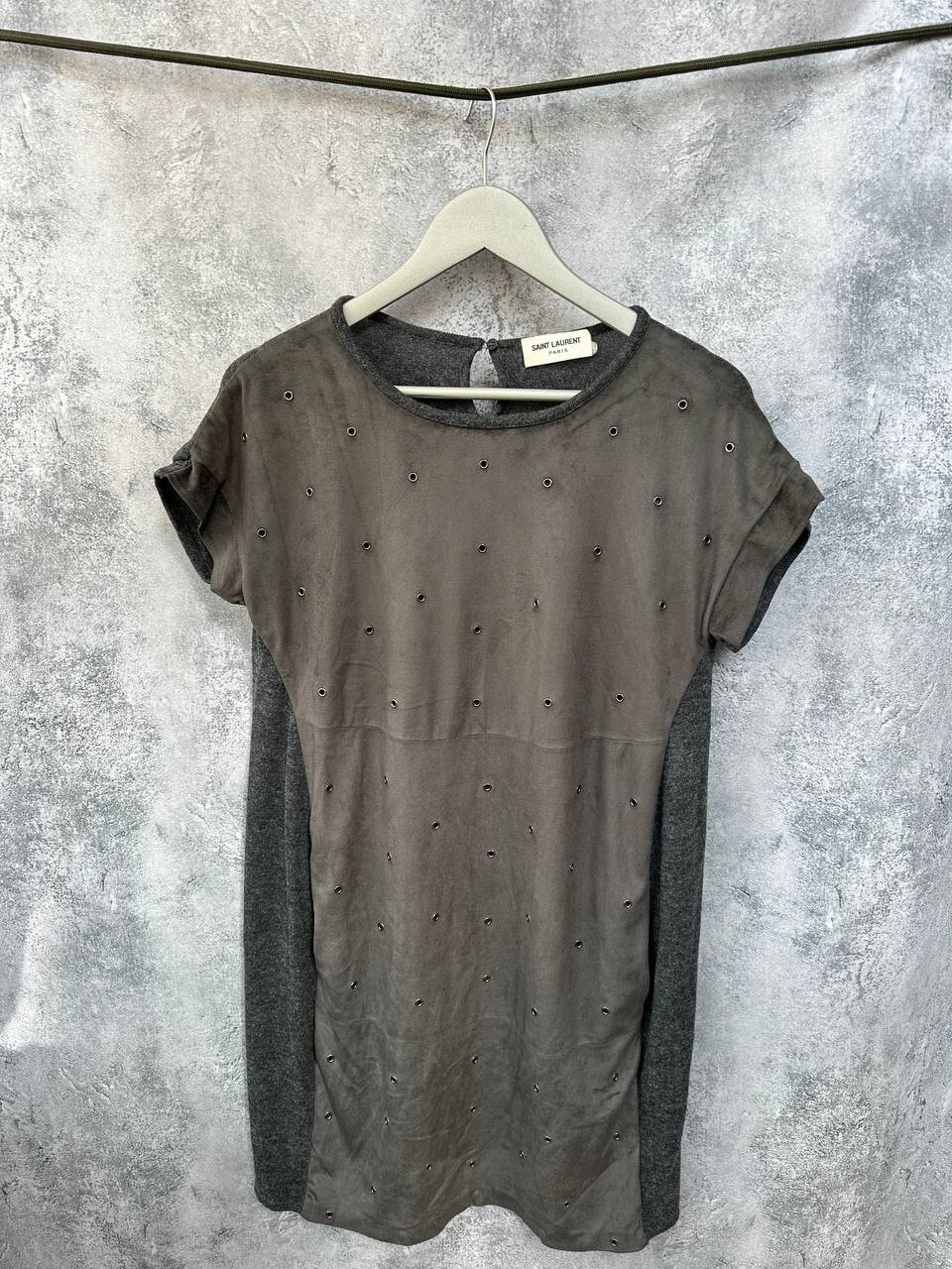 Abito donna Saint Laurent Paris grigio lana casual midi taglia 42