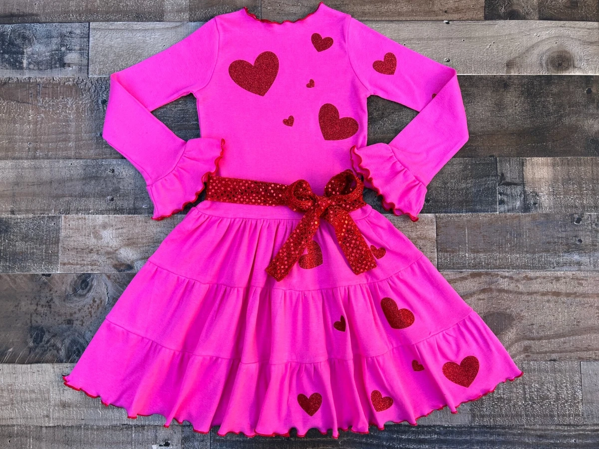 Valentines Day Hot Pink Red Heart Dress Valentines Day Girl
