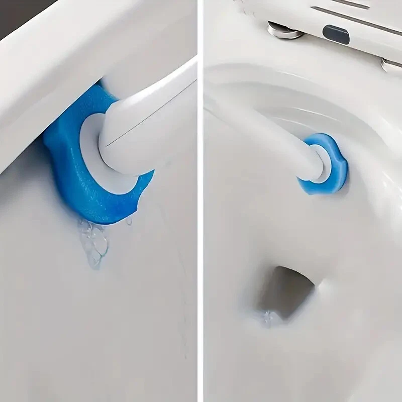 Juego de cepillos de inodoro desechables Sistema de limpieza de cuenco de inodoro con 16 recambios y varita Foto 4 de 4