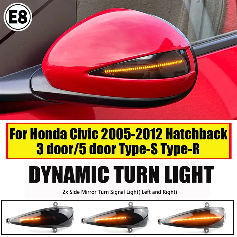 Lámpara de espejo retrovisor lateral con señal de giro dinámica LED de 2 piezas para Honda Civic 2005-2012 Foto 4 de 4
