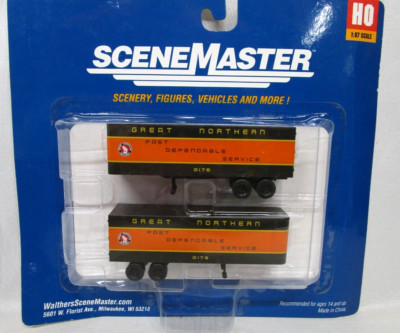 Walthers HO Scale GN Great Northern 32' Freight Trailer Set 2 Pack NOS