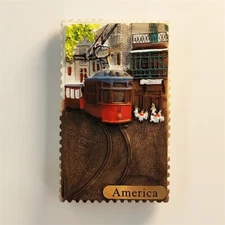 United States of America Tram Tourist Souvenir 3D Resin Fridge Magnet Craft Gift
