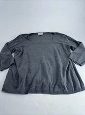 Womens Ann Taylor Loft 3/4 Sleeved Square Neck Gray Pullover Size XL