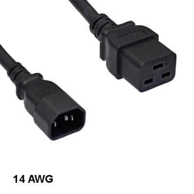 [10X] 10' Black Heavy Duty Power Cord IEC60320 C14 to C19 14AWG 15A/250V PDU UPS