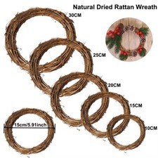 Round Natural Rattan Rings Christmas Garland Hanging Ornament DIY Floral Wreath