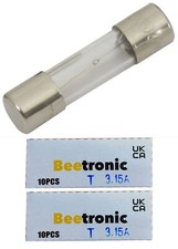 Beetronic 20 x T3.15A 3.15 Amp Anti-Surge Time Delay Glass Fuse 20x5mm 250v