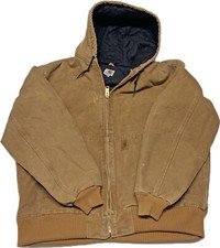Carhartt J130 211 Brown Sandstone Flannel Lined Active Jac 2012 Used Worn Thrash