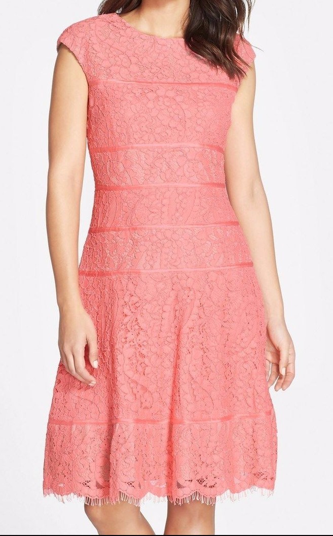 Coral fit and flare dress hotsell