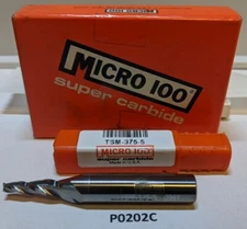 MICRO 100 TSM-375–5 1/8" 3FL 3/4"LOC Carbide Tapered End Square End Mill