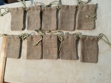 Small Beige Color Burlap Bags with Drawstring, 4"x 3" Great Gift Bags NEW