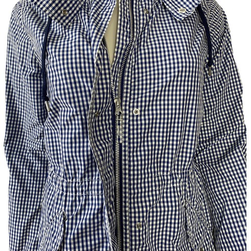 Ladies Uniqlo Parka Coat Check Pattern Shower / Rain Coat Size Small 34" Chest - Picture 7 of 11