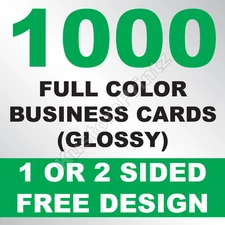 1000 CUSTOM FULL COLOR BUSINESS CARDS | 16PT | GLOSSY UV FINISH | FREE DESIGN