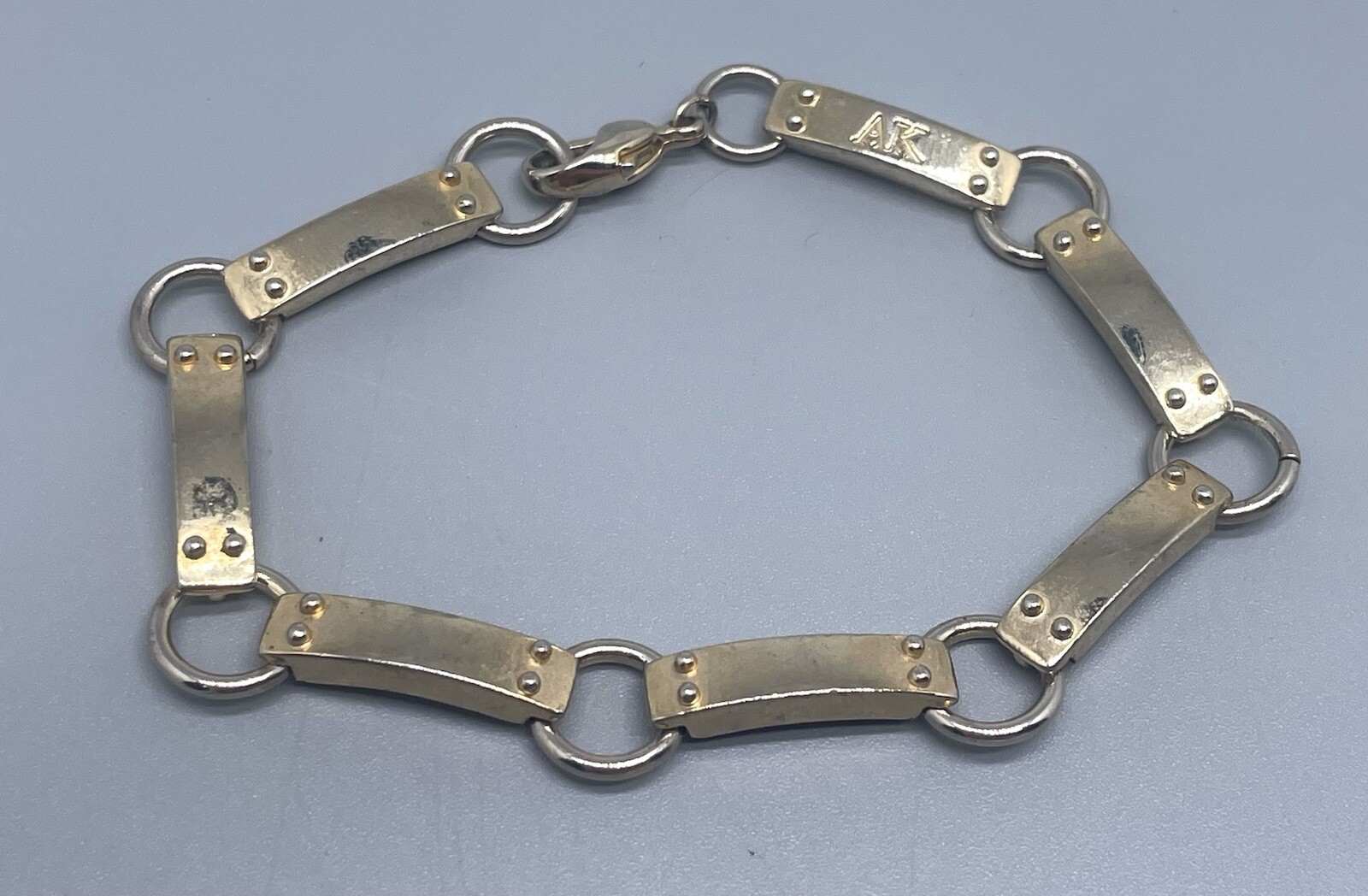 AK Silver Tone Rectangular Shaped Chain Bracelet - image 2