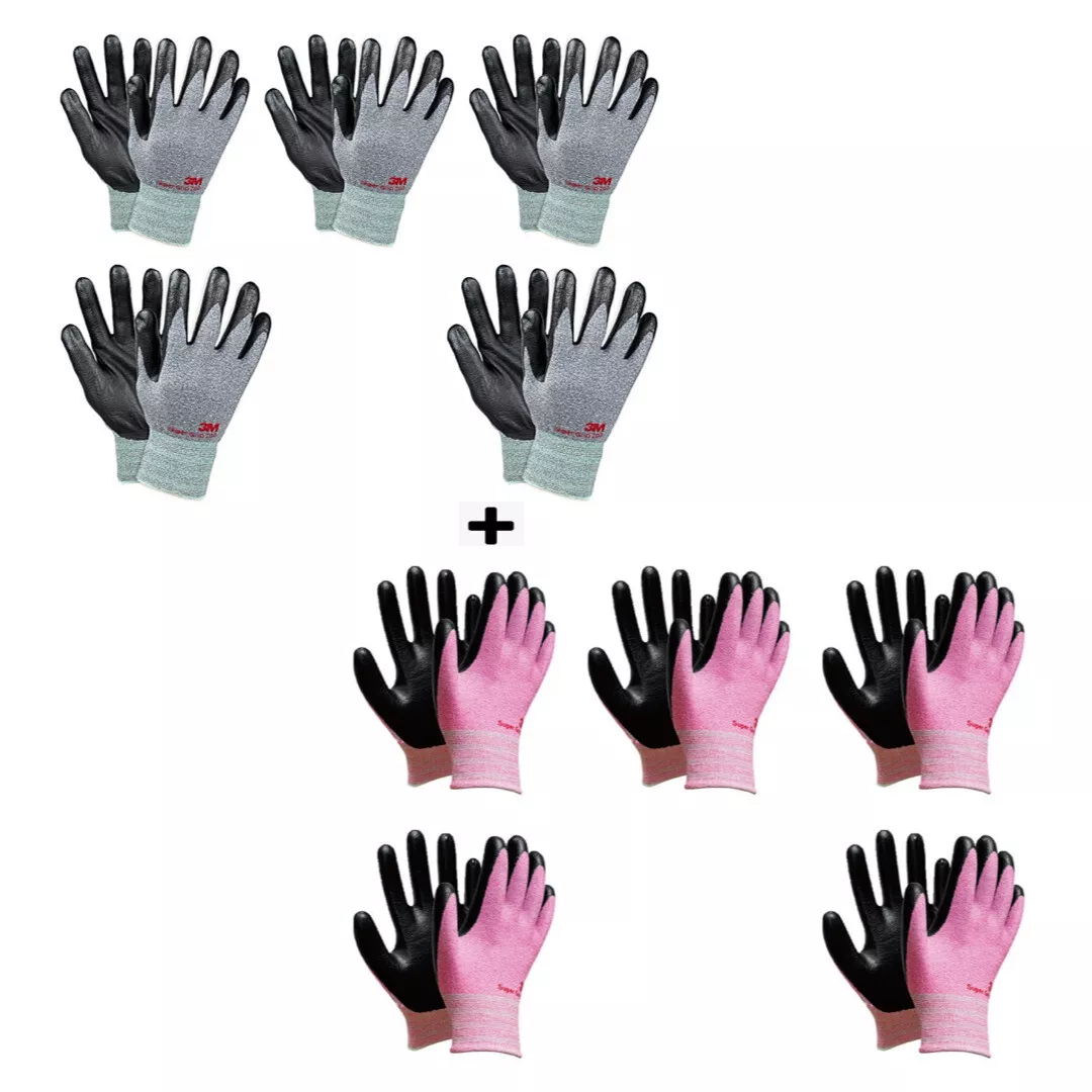 3M Thin Nylon Work Gloves Bulk Nitrile Rubber Palm Coated Grip Men Women 10  Pack